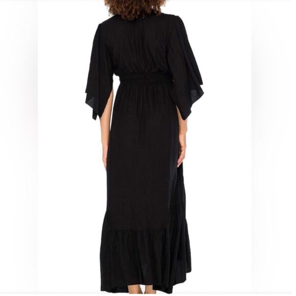 Back From Bali Blue V Neck with Embellishments Maxi Dress Short Sleeves Small - Picture 2 of 13